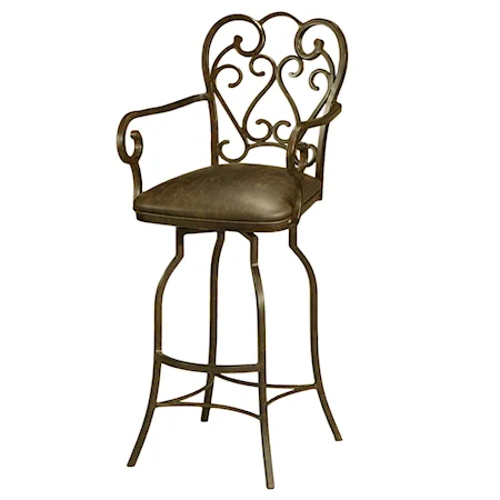 Magnolia 26" Swivel Barstool with Arms in Florentine Coffee